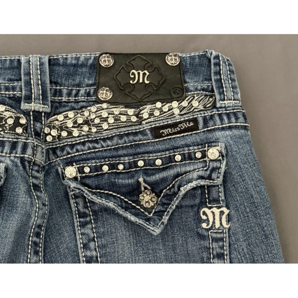 Miss Me Jeans Womens Size 28 Bootcut Medium Wash Embroidered Embellished Stretch - Picture 14 of 15